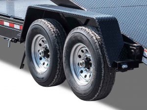 Diamond Floor Tilt Equipment Trailer 7,000 lb. 8 Lug Axles - 235:80 R16 LRE Premium West Lake Tires - HD Diamond Plate Fenders