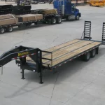 Kaufman Trailer's gooseneck trailer model that includes a gooseneck tongue to hitch to a vehicle for heavy hauling, promoting the blog "Advantages of a Gooseneck Trailer."